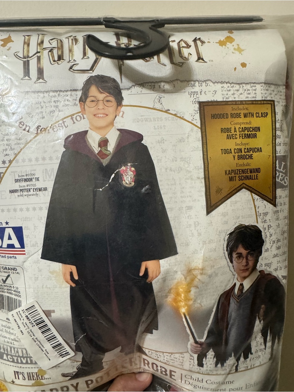 Harry Potter Gryffindor Child Hooded Robe Costume - Black and Burgundy
